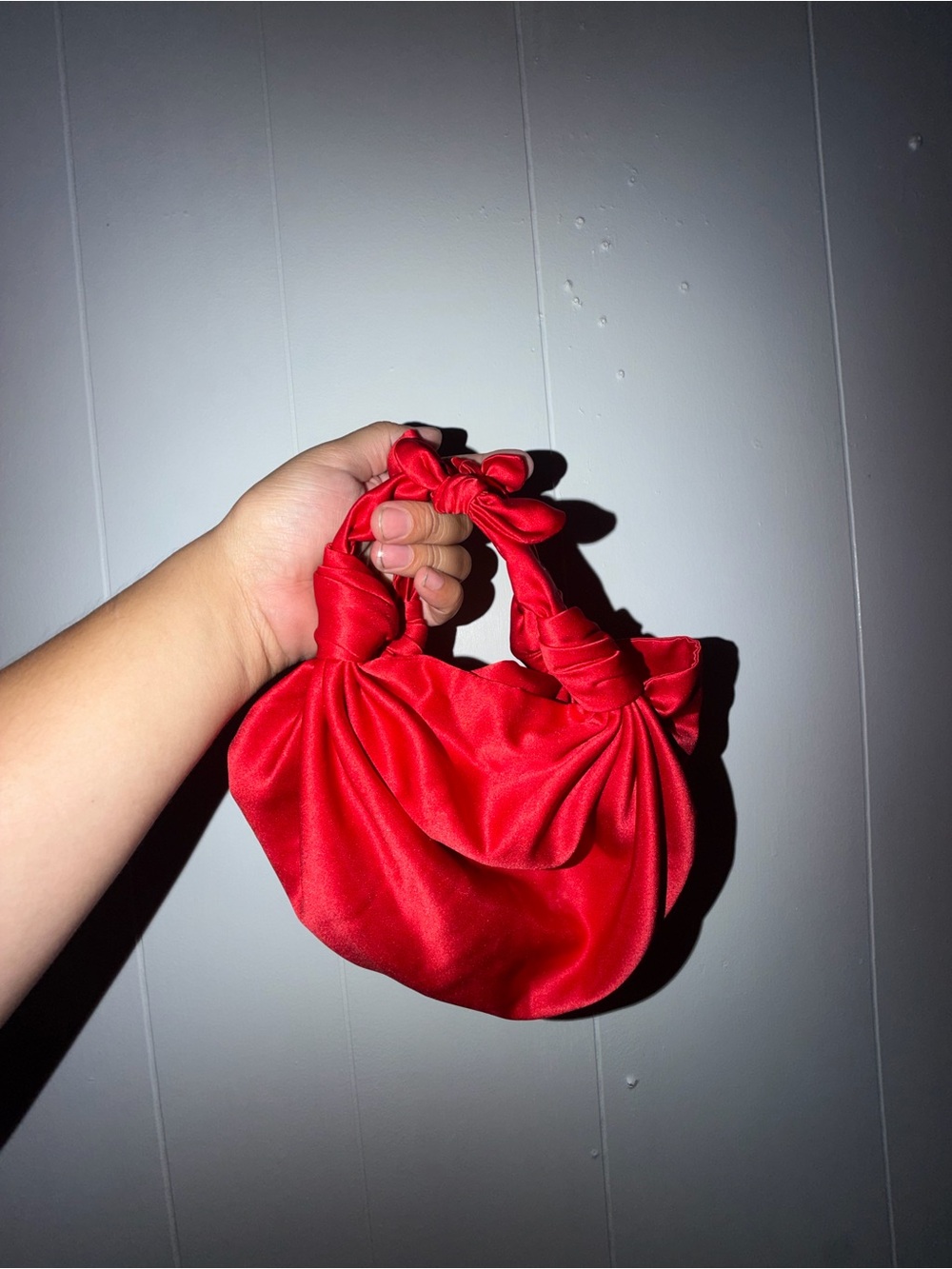 Red Satin Knot NLA Collection Handle Women's Bag